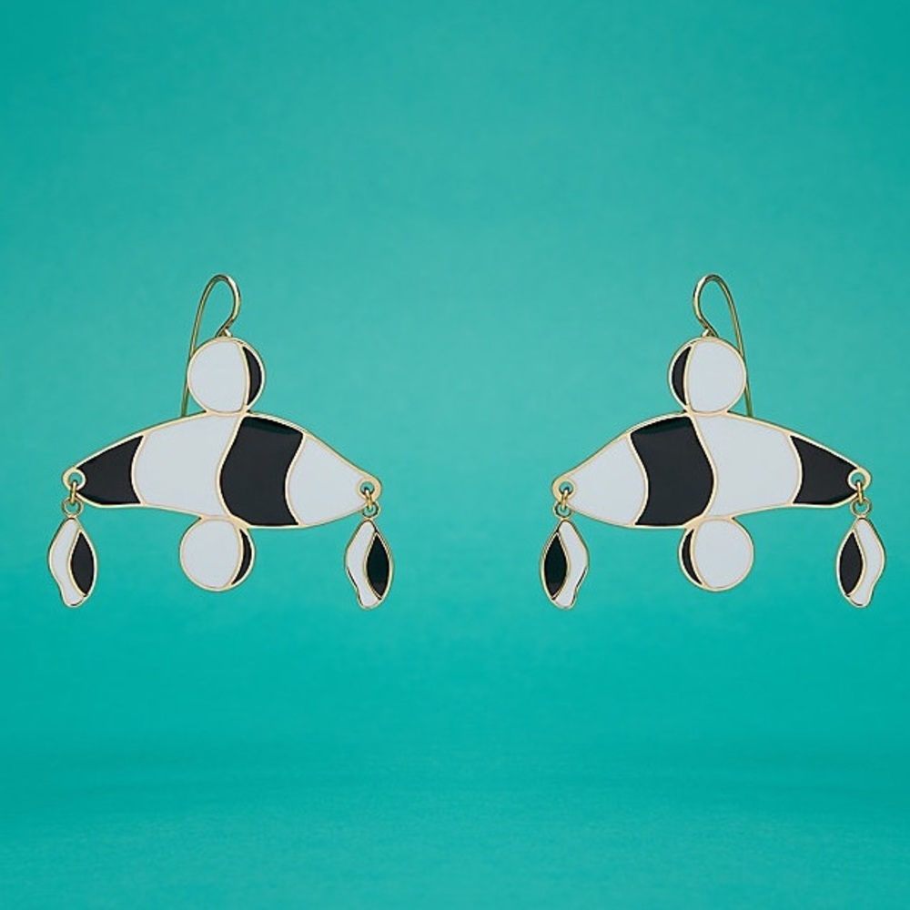 Black, White & Gold DVF earrings